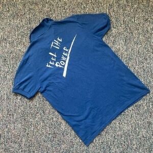 Vintage Stedman Power Station DJ Corp Polo Shirt Navy Blue Mens Medium USA Made